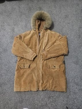 Wilsons Leather M. Julian 3XL Tan Suede Leather Fur Hood Parka Coat Mens